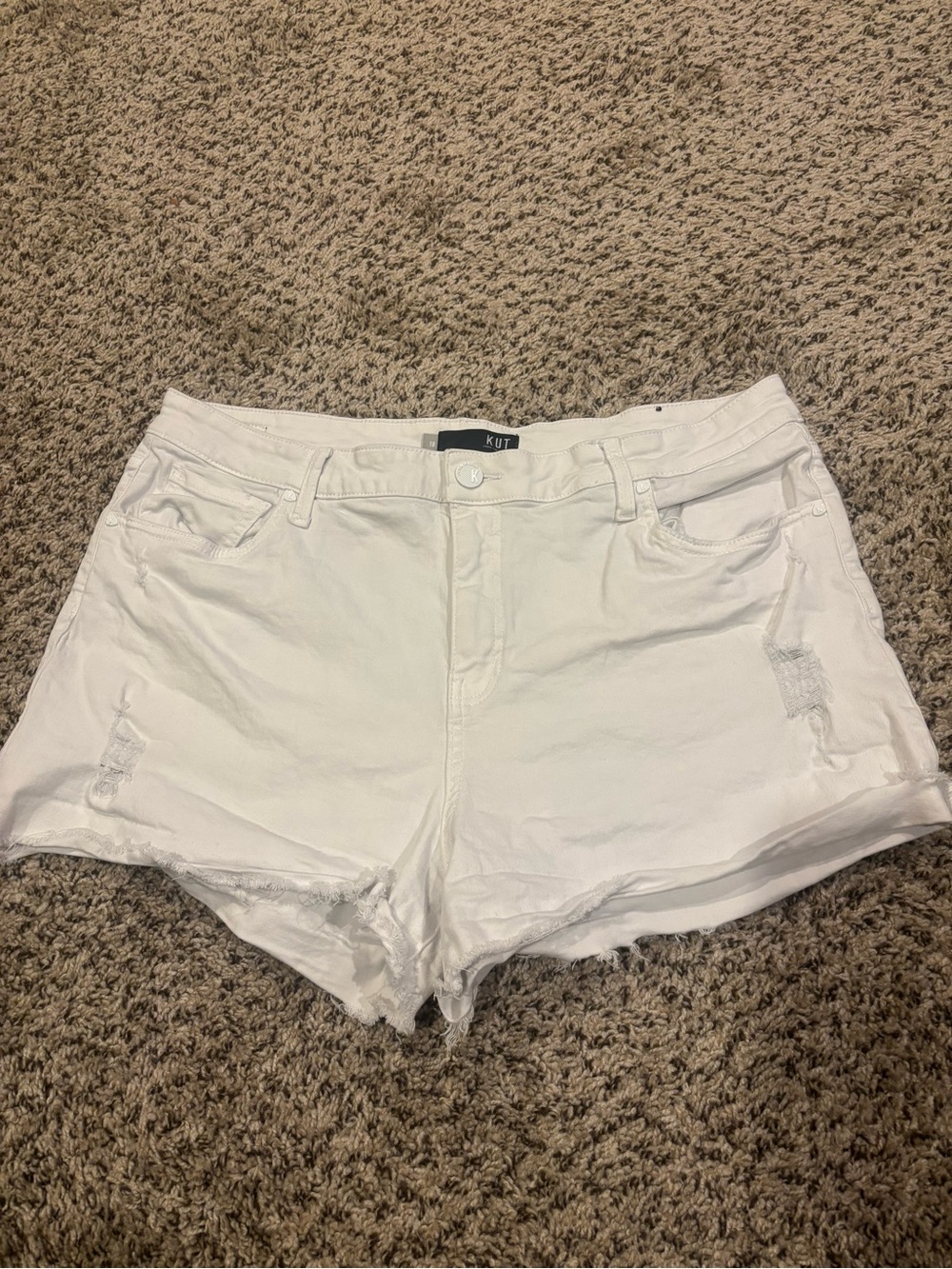 Kut from the Kloth White Frayed Denim Shorts